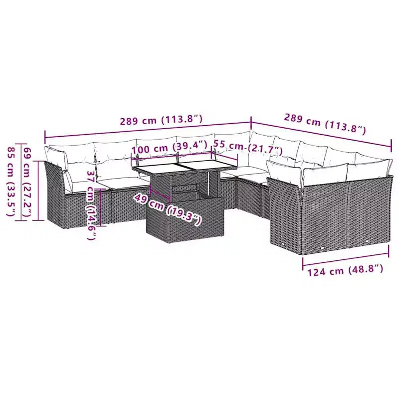 vidaXL Salon de jardin modulable avec coussins, diverses couleurs
