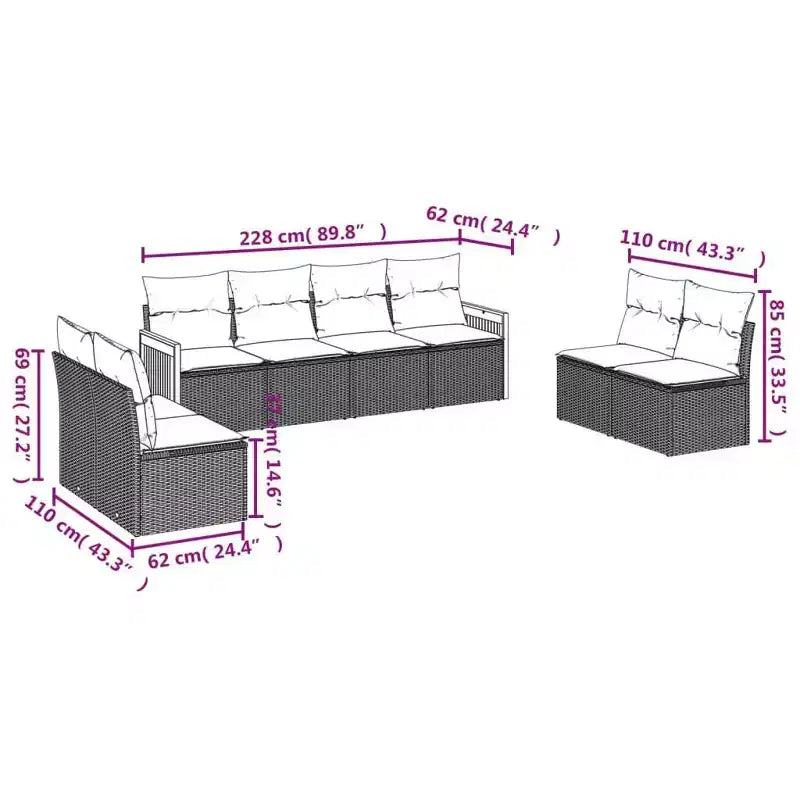 vidaXL Ensemble de canapés de jardin en résine tressée et acier thermolaqué Grande taille