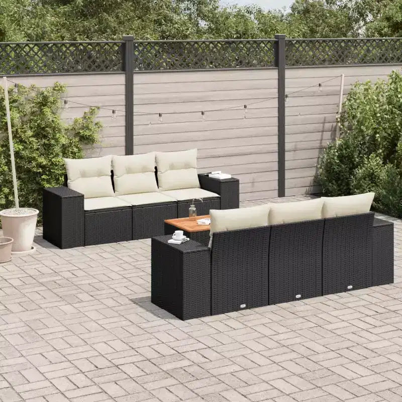 vidaXL Salon de jardin avec coussins en résine tressée