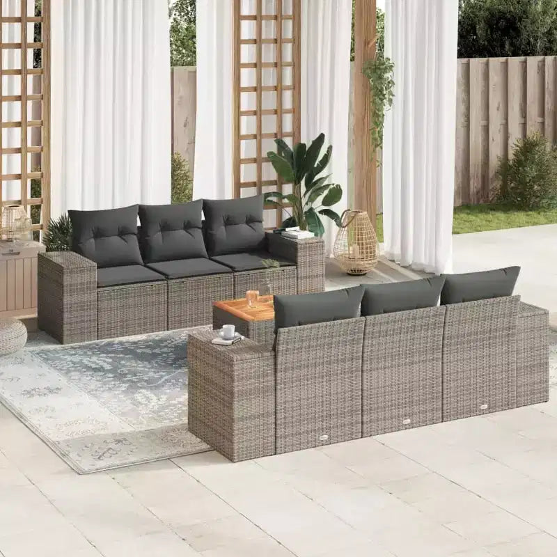 vidaXL Salon de jardin avec coussins en résine tressée