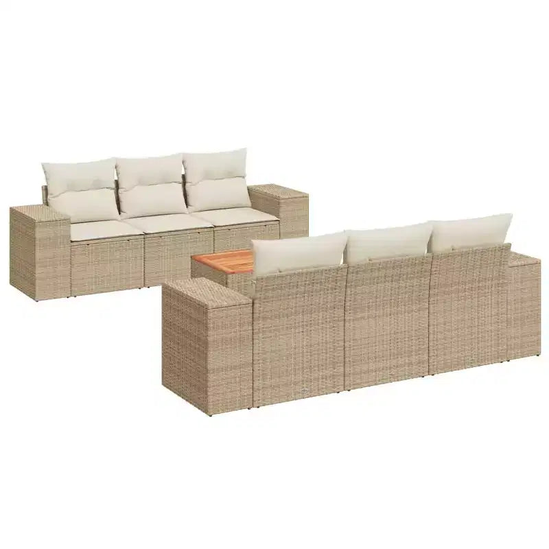 vidaXL Patio Sofa Set with Cushions Outdoor Furniture Poly Rattan