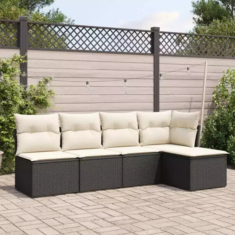 vidaXL Salon de jardin 5 pièces modulable avec coussins en résine tressée - Coloris divers