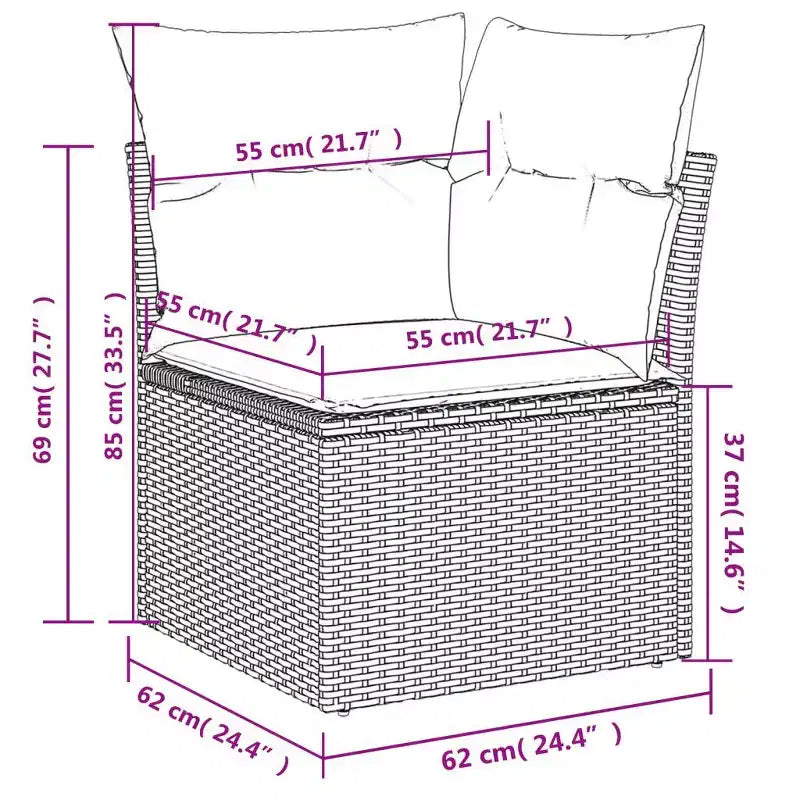 vidaXL Salon de jardin 5 pièces modulable avec coussins en résine tressée - Coloris divers