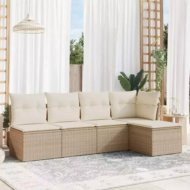 vidaXL Salon de jardin 5 pièces modulable avec coussins en résine tressée - Coloris divers