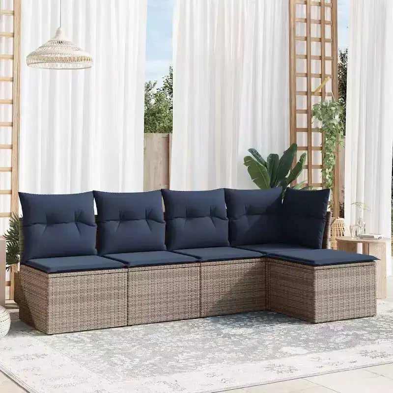vidaXL Salon de jardin 5 pièces modulable avec coussins en résine tressée - Coloris divers