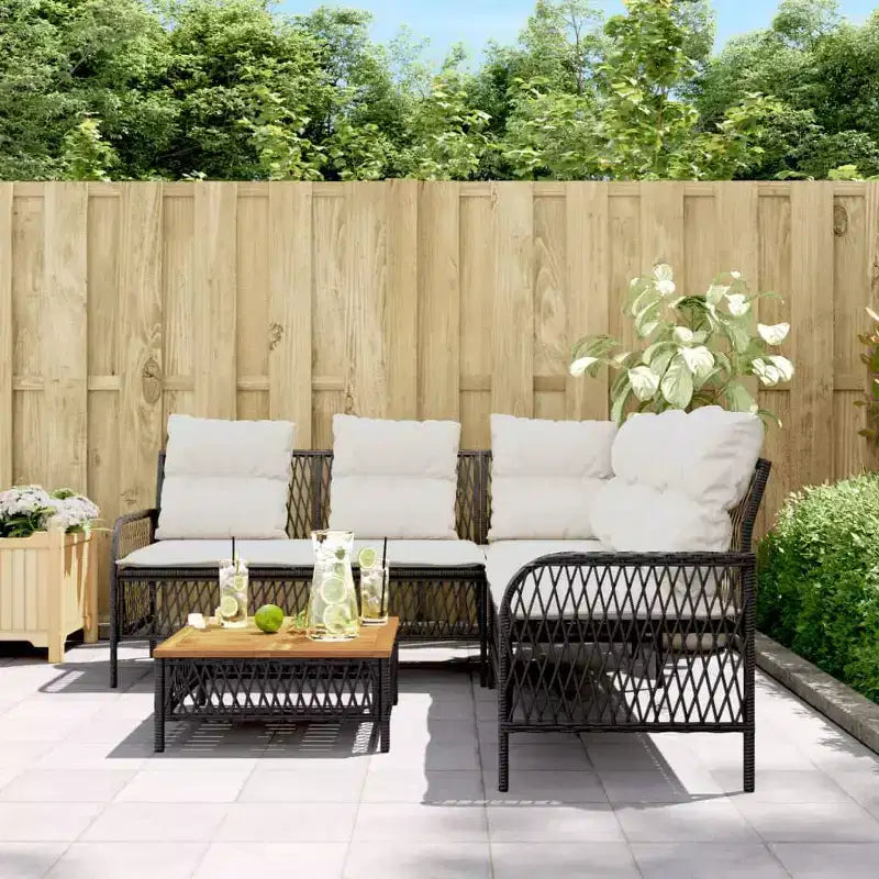 vidaXL Ensemble de canapés de jardin avec coussins, mobilier d'extérieur, 2 pièces, résine tressée