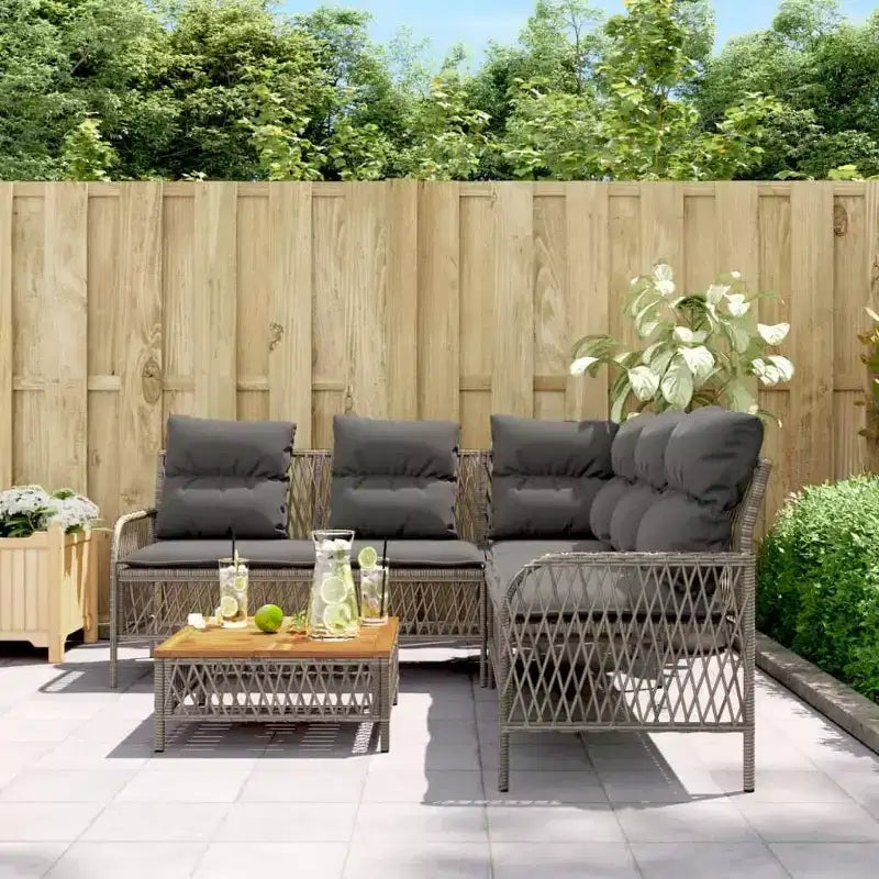 vidaXL Ensemble de canapés de jardin avec coussins, mobilier d'extérieur, 2 pièces, résine tressée