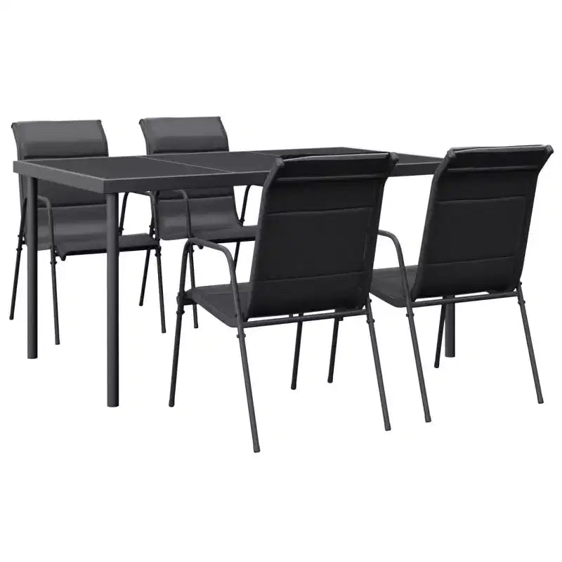 vidaXL Patio Dining Set Outdoor Table and Chair Steel and Textilene