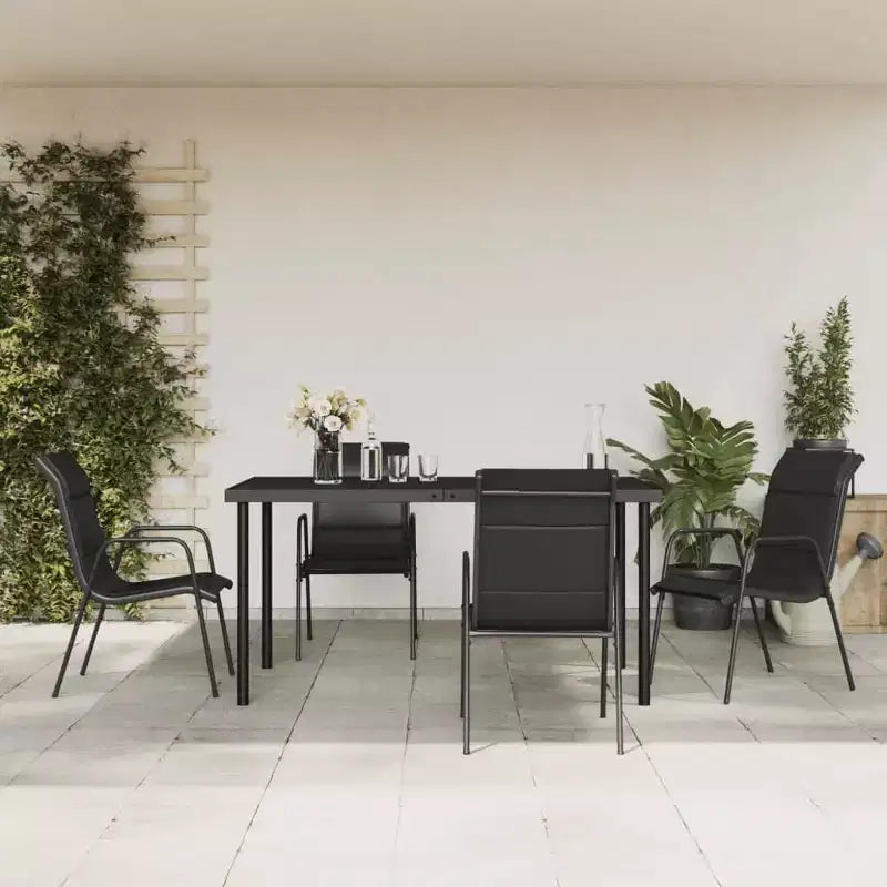 vidaXL Ensemble de salle à manger d'extérieur table et chaises en acier et textilène