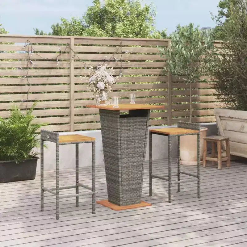 vidaXL Ensemble de bar de jardin en résine tressée et bois d'acacia massif