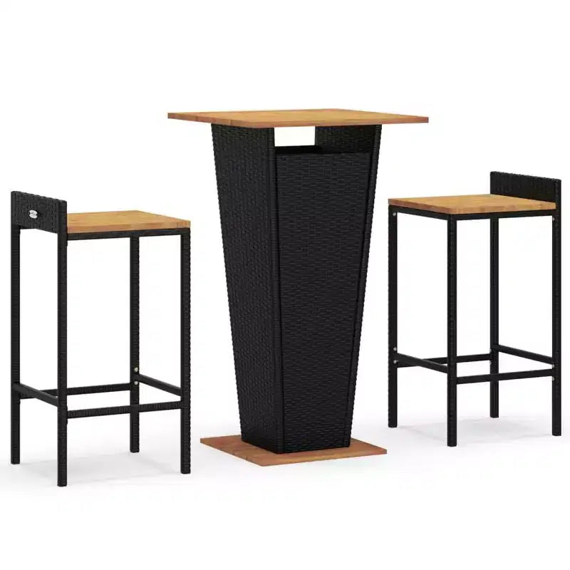 vidaXL Patio Bar Set Kitchen Bar Table Set Poly Rattan and Solid Wood Acacia