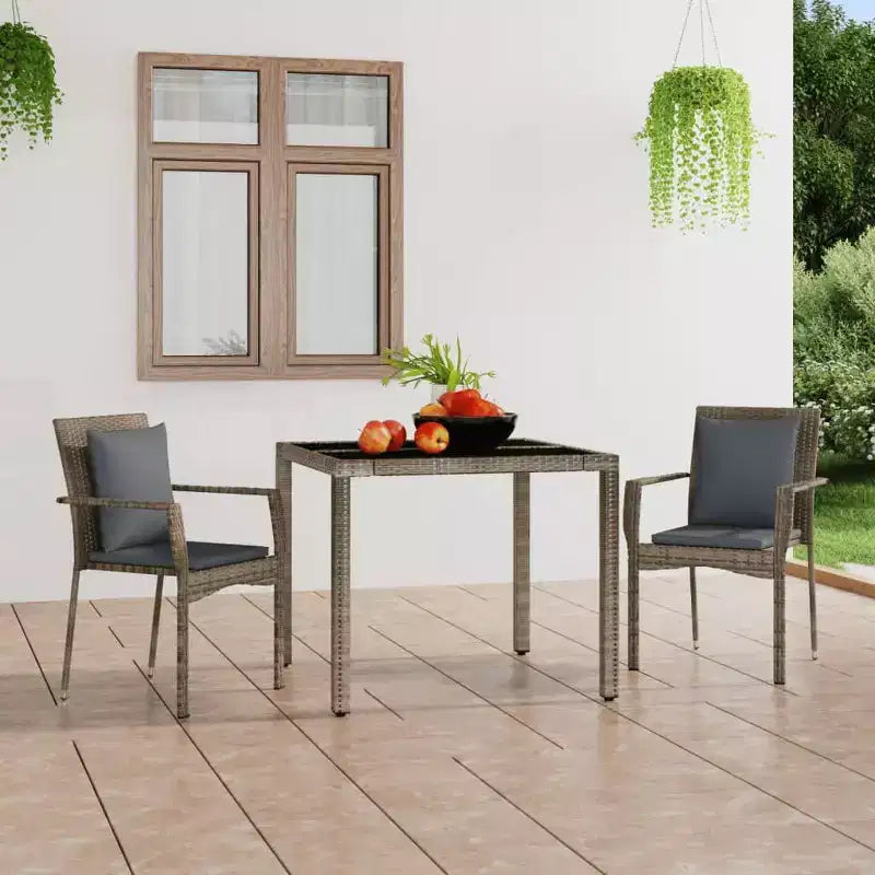 vidaXL Ensemble de chaises de jardin d'extérieur avec coussins - Résine tressée - Plusieurs coloris