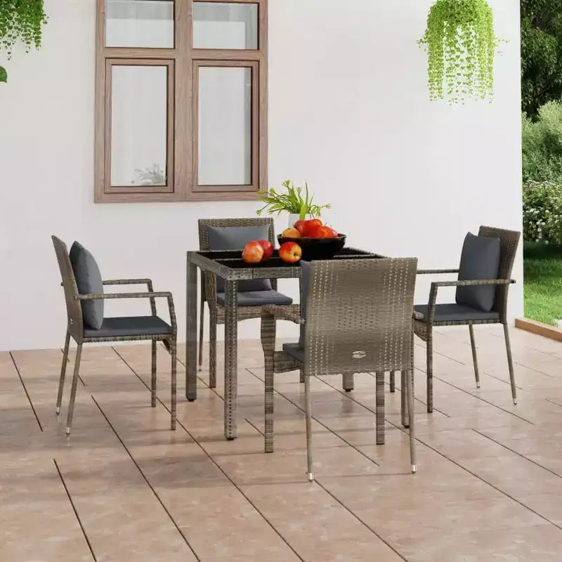 vidaXL Ensemble de chaises de jardin d'extérieur avec coussins - Résine tressée - Plusieurs coloris