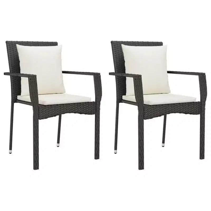 vidaXL Ensemble de chaises de jardin d'extérieur avec coussins - Résine tressée - Plusieurs coloris