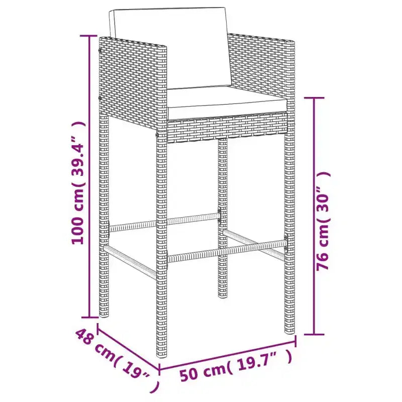 vidaXL Ensemble de bar de jardin avec coussins en,
