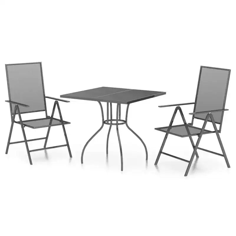 vidaXL Modern Anthracite Steel Patio Dining Set