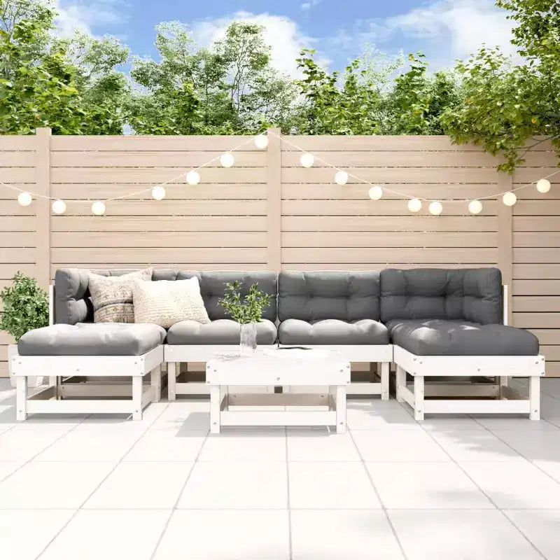 vidaXL Salon de jardin avec coussins en bois massif rustique