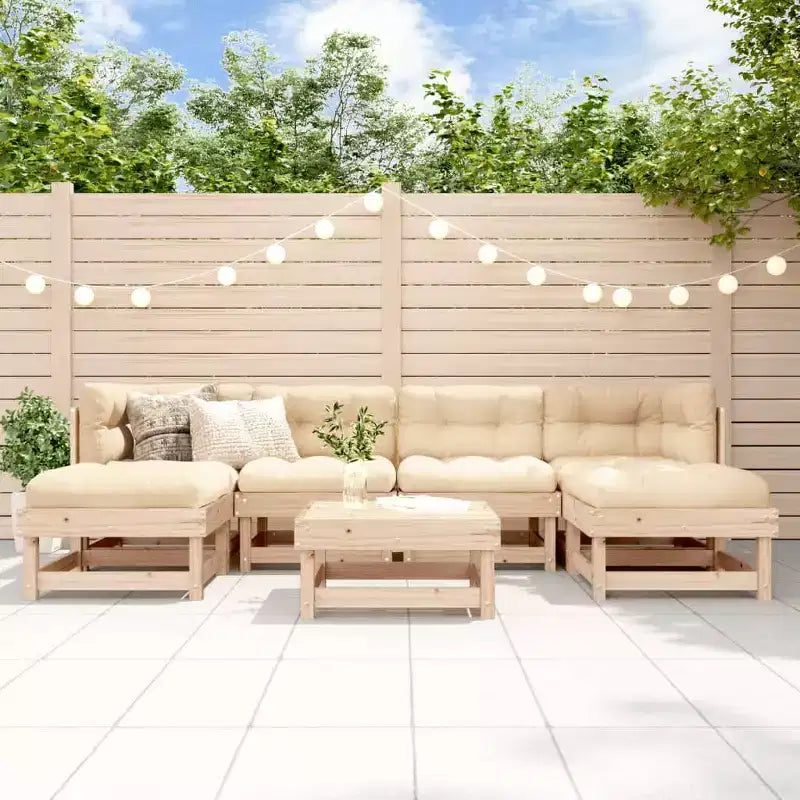 vidaXL Salon de jardin avec coussins en bois massif rustique