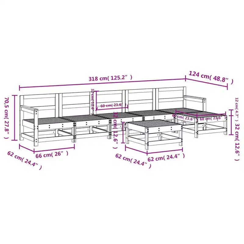vidaXL Salon de jardin modulable en bois massif