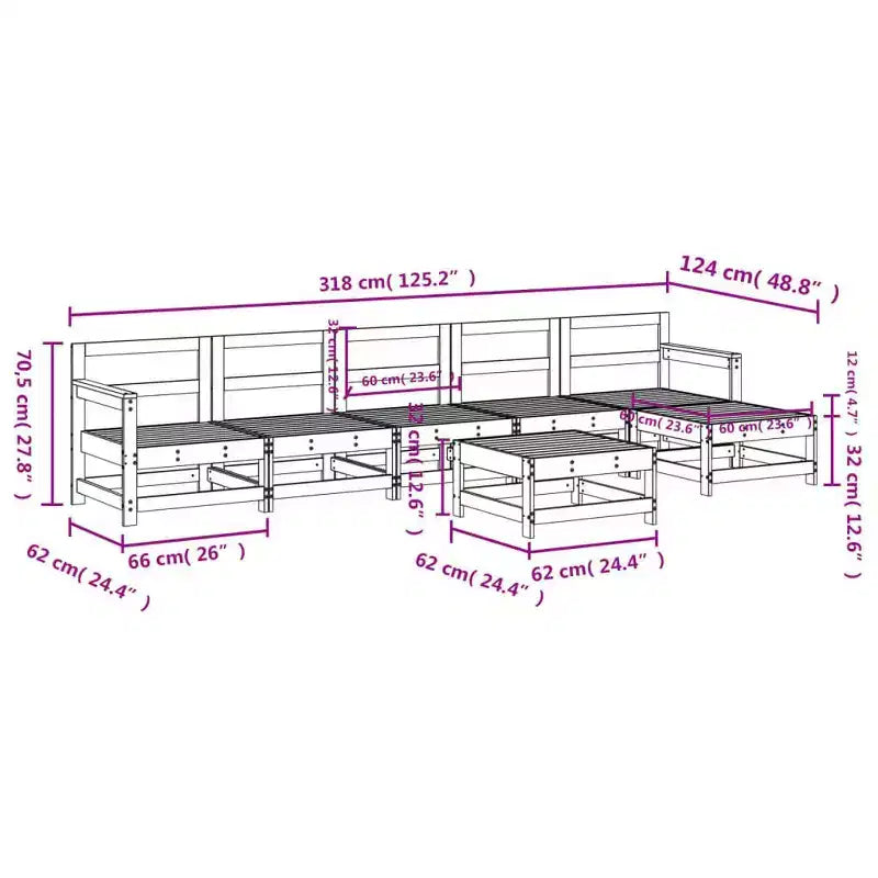 vidaXL Salon de jardin modulable en bois massif