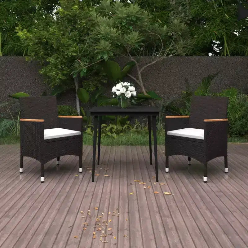 vidaXL Table à dîner de jardin en résine tressée Medium Durable