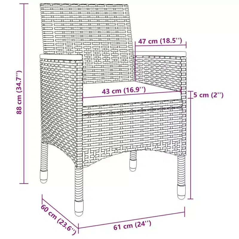 vidaXL Table à dîner de jardin en résine tressée Medium Durable