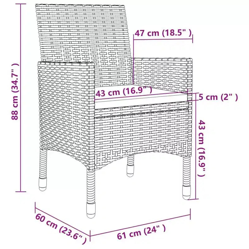 vidaXL Table à dîner de jardin en résine tressée Medium Durable