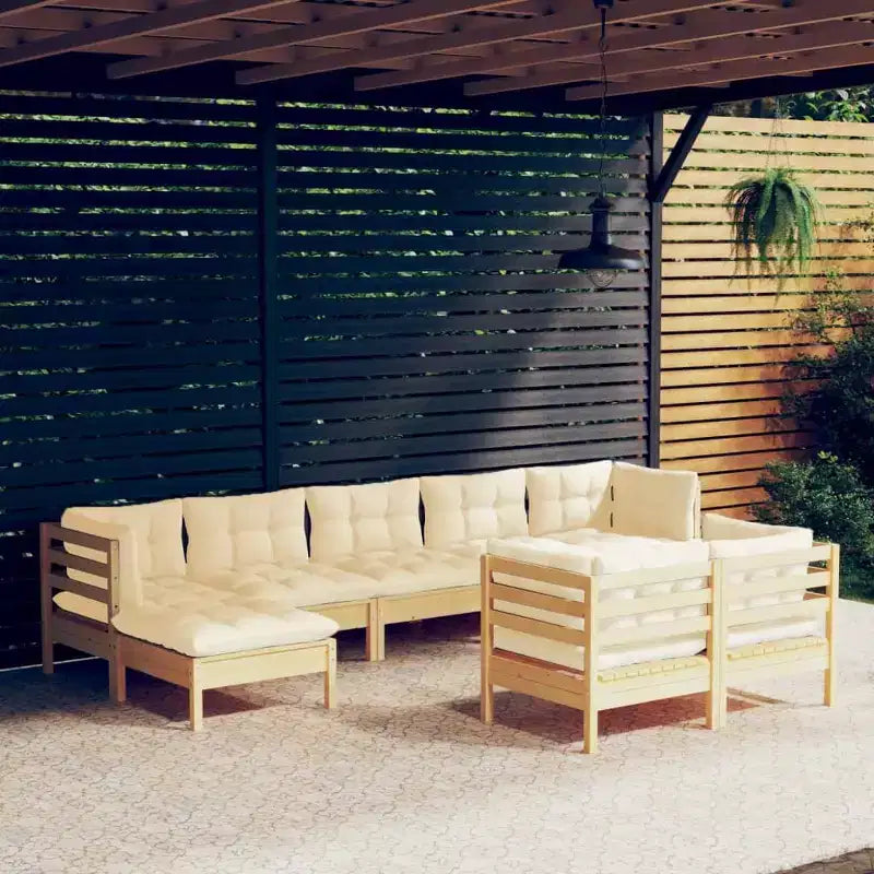 vidaXL Salon de jardin avec coussins en pin massif