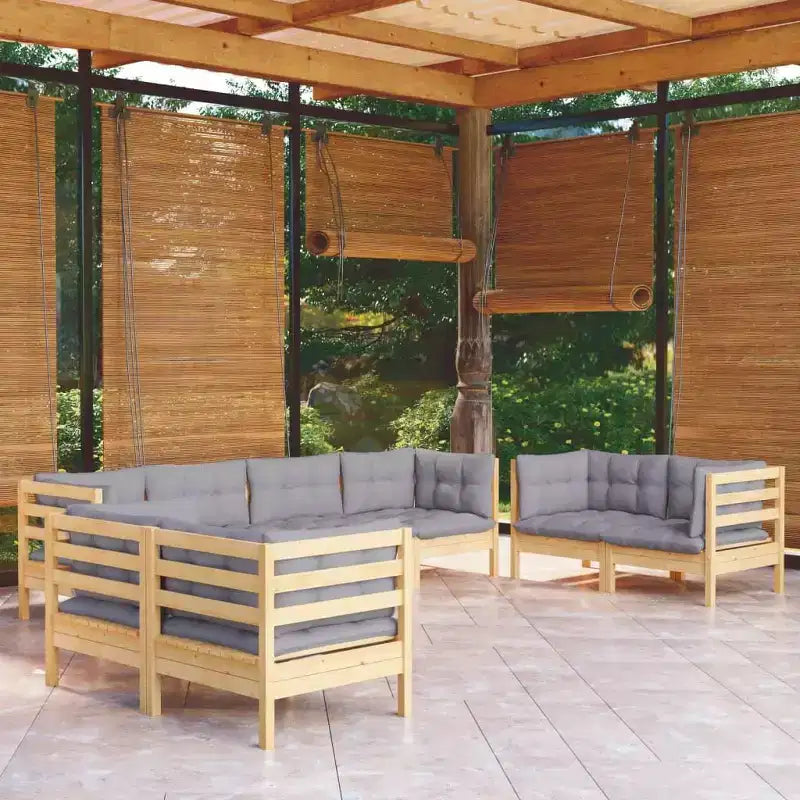 vidaXL Salon de jardin en pin massif avec coussins, multicolore