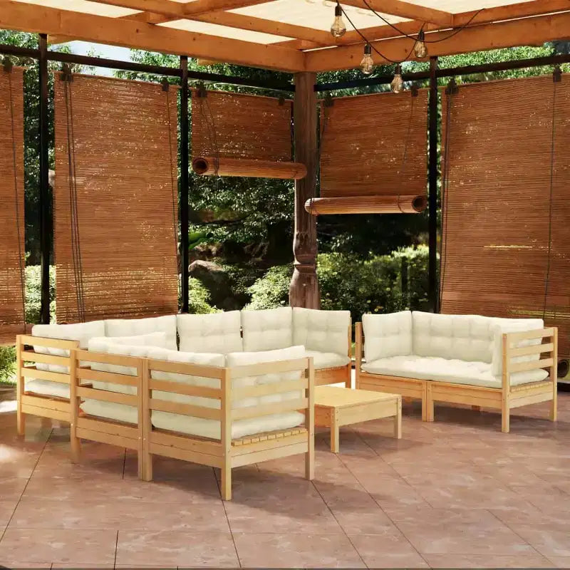 vidaXL Salon de jardin en pin massif avec coussins, multicolore