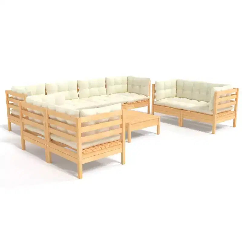 vidaXL Salon de jardin en pin massif avec coussins, multicolore
