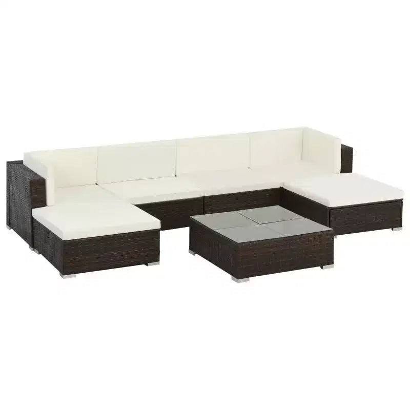 vidaXL Salon de jardin canapé d'extérieur avec table basse résine tressée