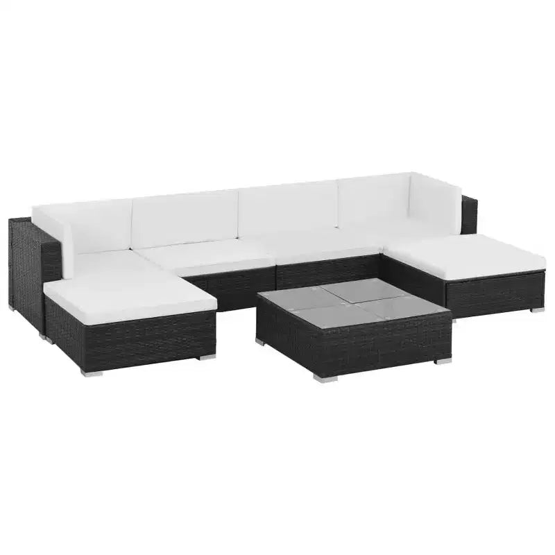 vidaXL Salon de jardin canapé d'extérieur avec table basse résine tressée