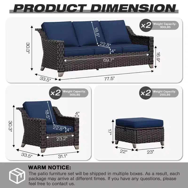 Ensemble de mobilier de jardin UPTIOT avec deux canapés, des chaises, des poufs et une table brasero pour des rassemblements spacieux