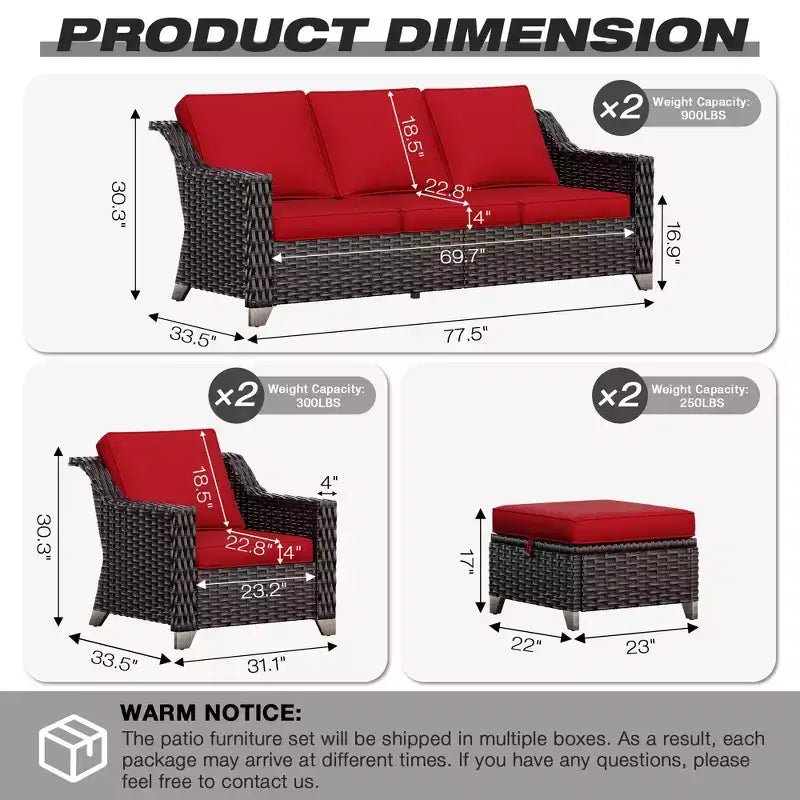 Ensemble de mobilier de jardin UPTIOT avec deux canapés, des chaises, des poufs et une table brasero pour des rassemblements spacieux