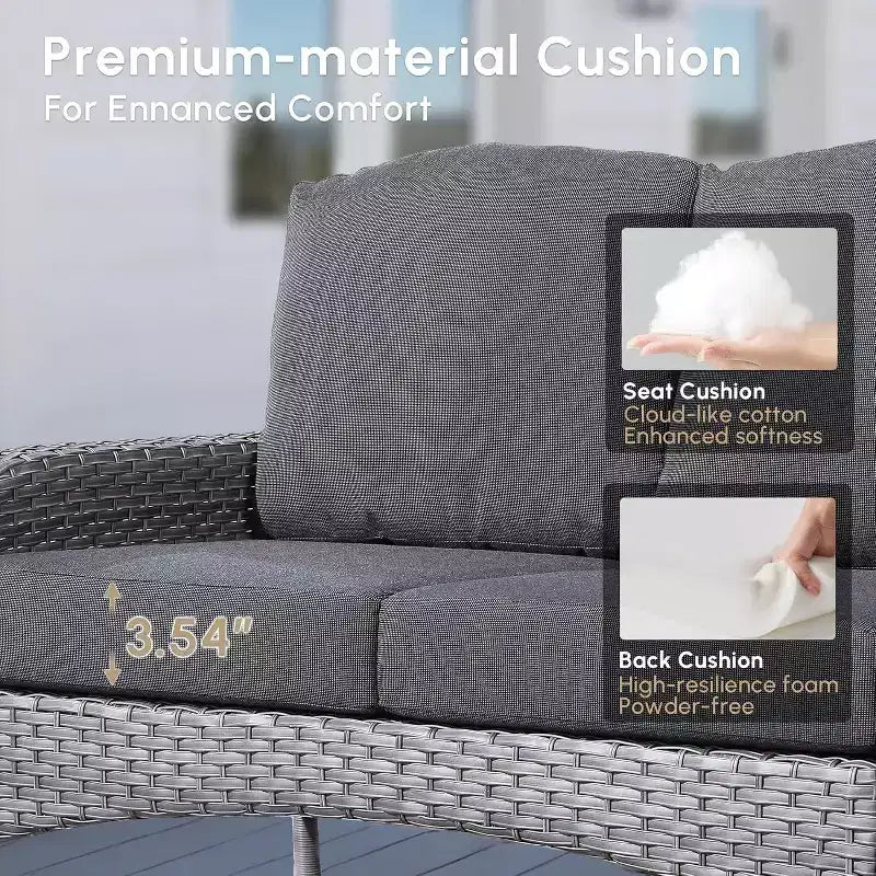 HOMLUX Ensemble de conversation d'extérieur 2 pièces en osier résistant aux intempéries pour patio, terrasse, balcon, jardin