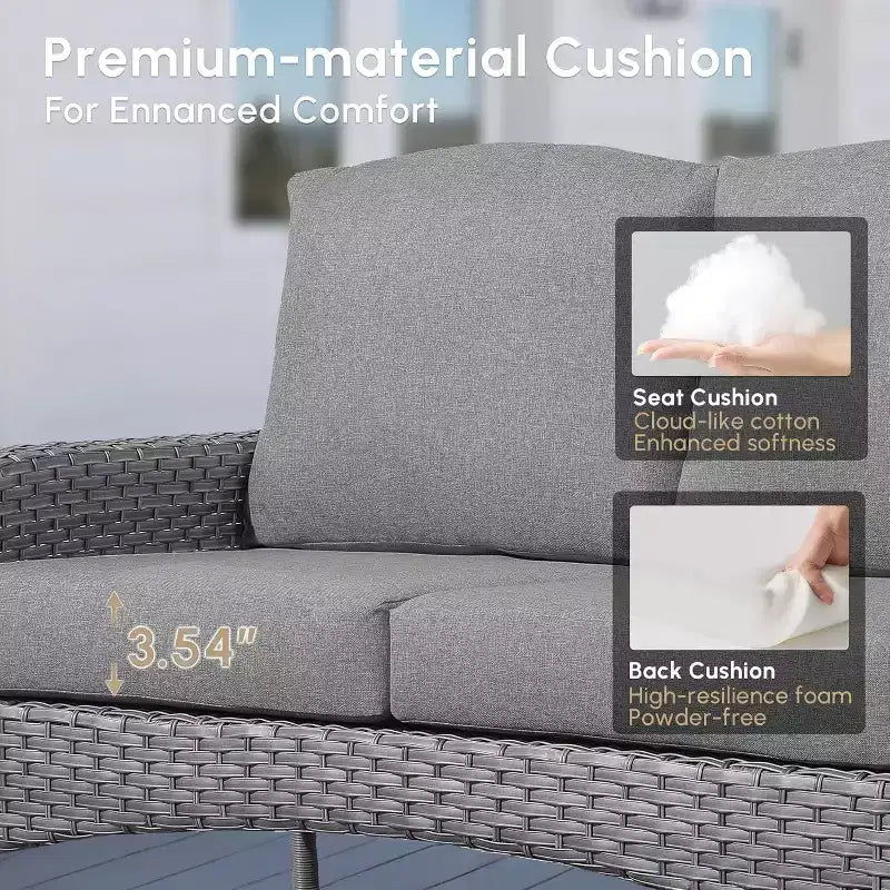 HOMLUX Ensemble de conversation d'extérieur 2 pièces en osier résistant aux intempéries pour patio, terrasse, balcon, jardin