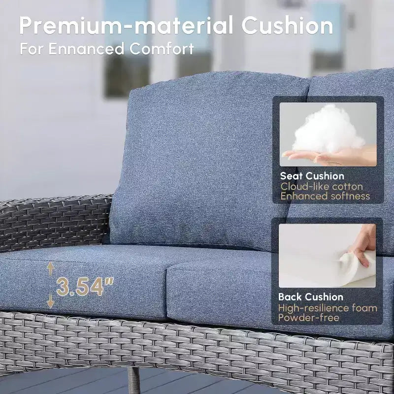 HOMLUX Ensemble de conversation d'extérieur 2 pièces en osier résistant aux intempéries pour patio, terrasse, balcon, jardin