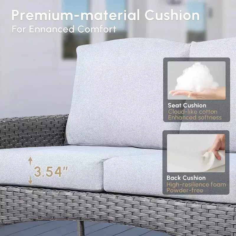 HOMLUX Ensemble de conversation d'extérieur 2 pièces en osier résistant aux intempéries pour patio, terrasse, balcon, jardin