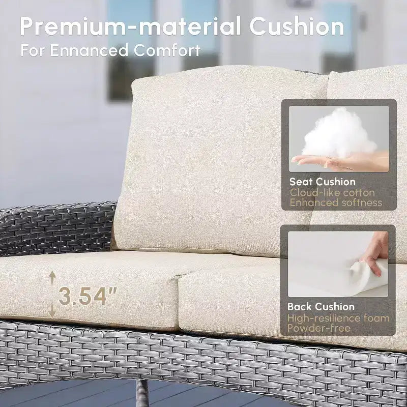 HOMLUX Ensemble de conversation d'extérieur 2 pièces en osier résistant aux intempéries pour patio, terrasse, balcon, jardin