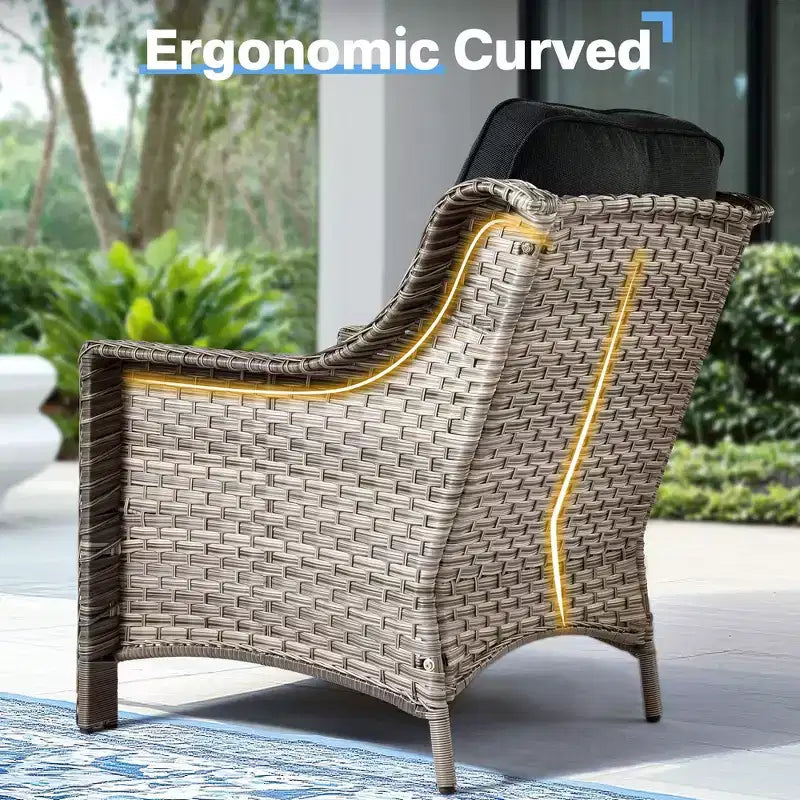 Ensemble de conversation de patio HOMLUX 6 pièces, canapé 3 places avec coussins, chaises en rotin, poufs, table basse