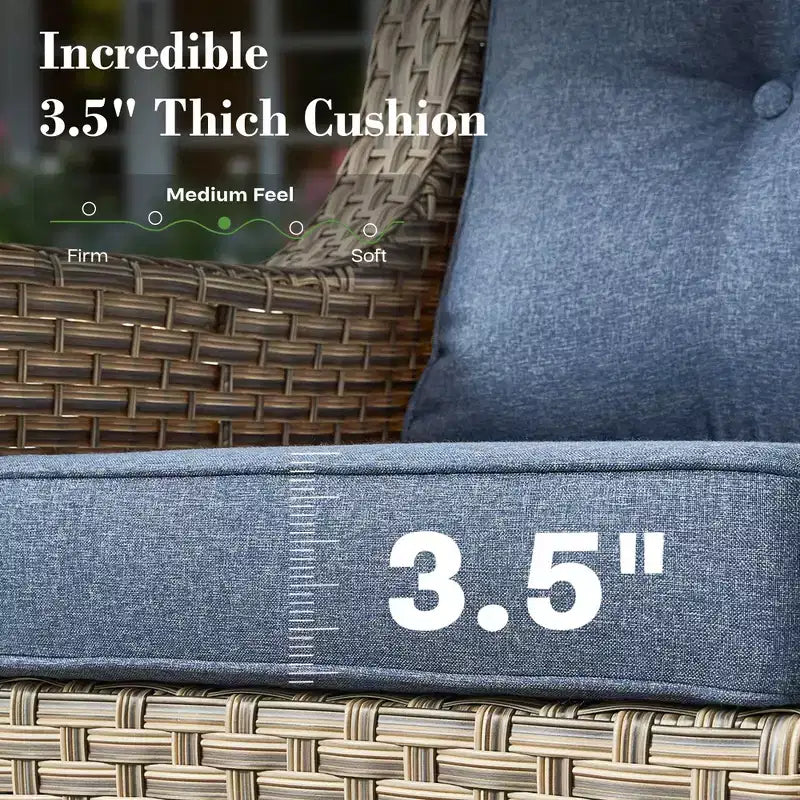 Ensemble de conversation de patio HOMLUX 6 pièces, canapé 3 places avec coussins, chaises en rotin, poufs, table basse