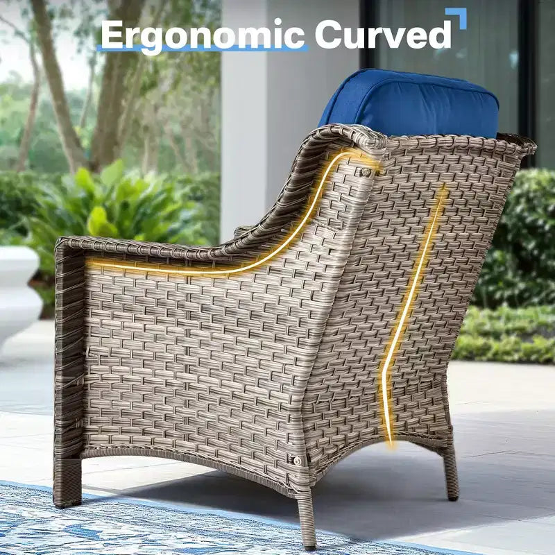 Ensemble de conversation de patio HOMLUX 6 pièces, canapé 3 places avec coussins, chaises en rotin, poufs, table basse