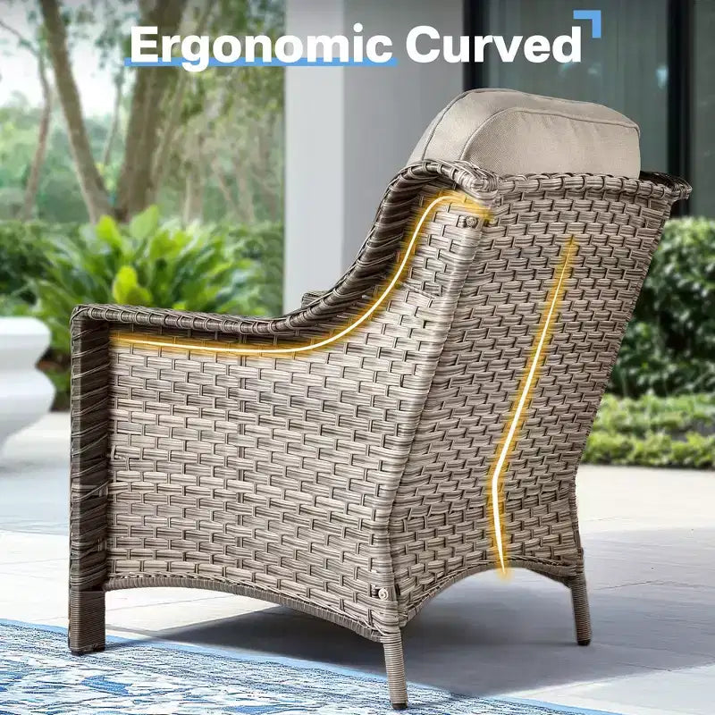 Ensemble de conversation de patio HOMLUX 6 pièces, canapé 3 places avec coussins, chaises en rotin, poufs, table basse