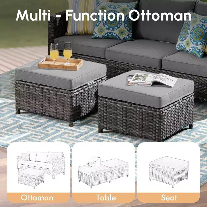 HOMLUX Ensembles de conversation 3 places pour terrasse, canapé d'extérieur en osier pour balcon, patio, jardin