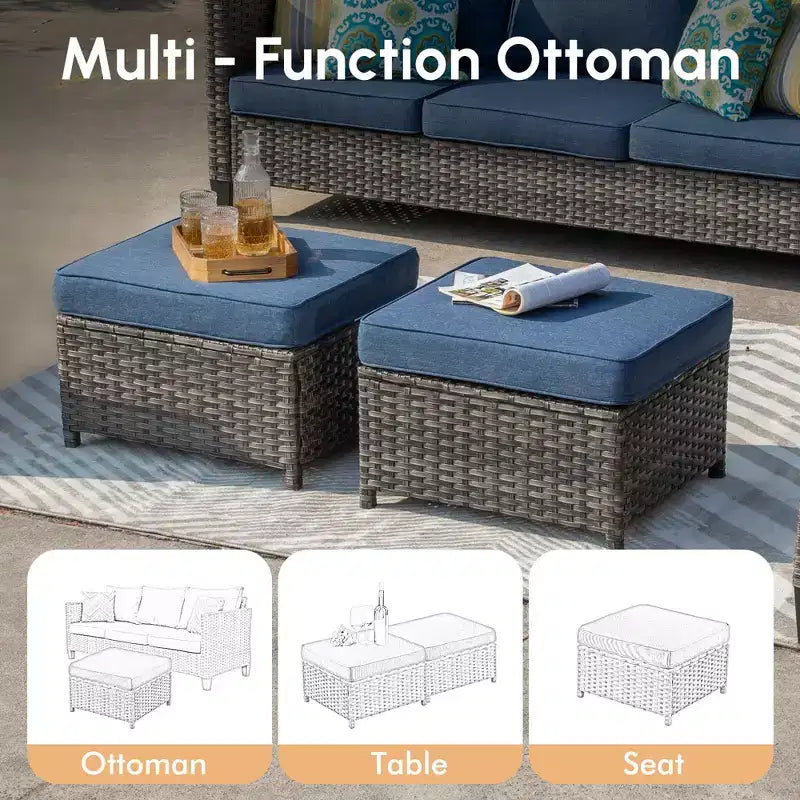 HOMLUX Ensembles de conversation 3 places pour terrasse, canapé d'extérieur en osier pour balcon, patio, jardin