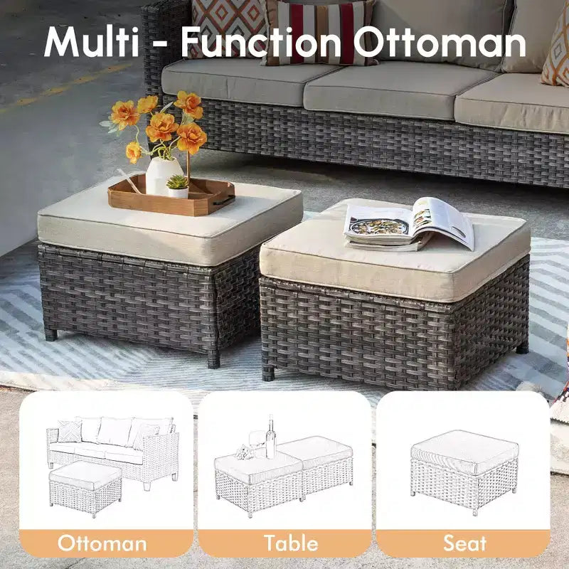 HOMLUX Ensembles de conversation 3 places pour terrasse, canapé d'extérieur en osier pour balcon, patio, jardin