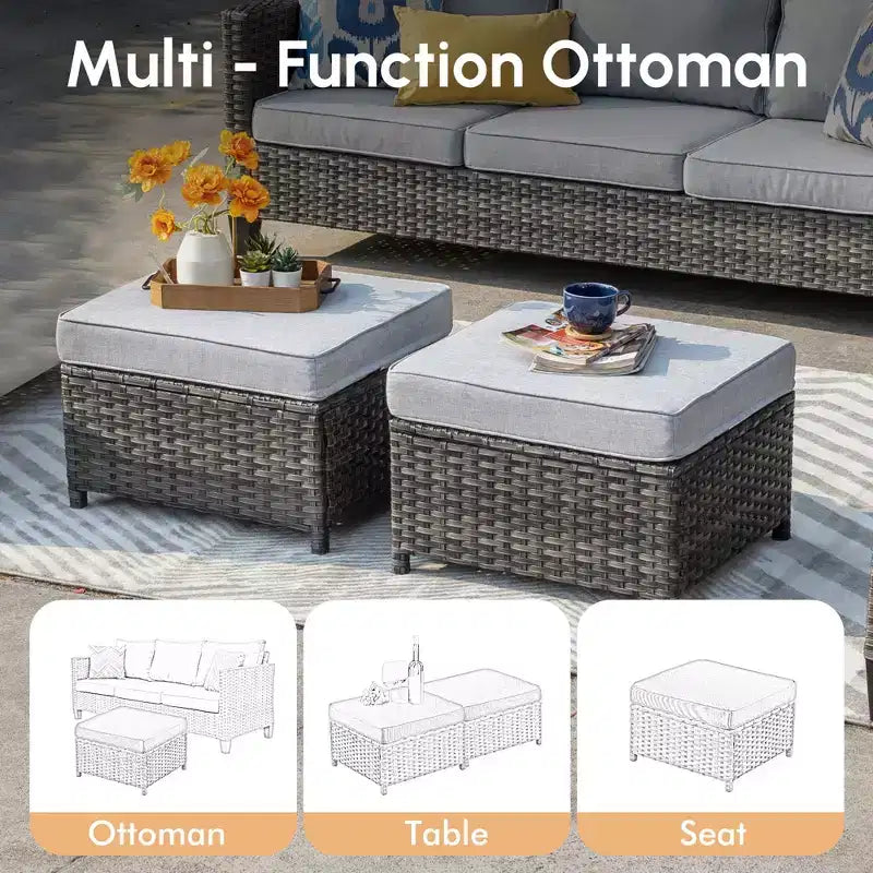 HOMLUX Ensembles de conversation 3 places pour terrasse, canapé d'extérieur en osier pour balcon, patio, jardin