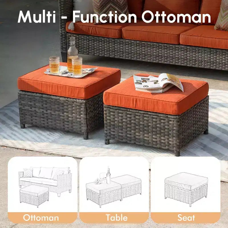 HOMLUX Ensembles de conversation 3 places pour terrasse, canapé d'extérieur en osier pour balcon, patio, jardin