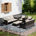 UPTIOT Outdoor Premium Set: Two 3-Seater Sofas, Rocking Chairs, Ottomans & Side Table